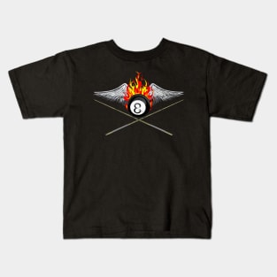 Billiards Player And Flaming 8 Ball Kids T-Shirt